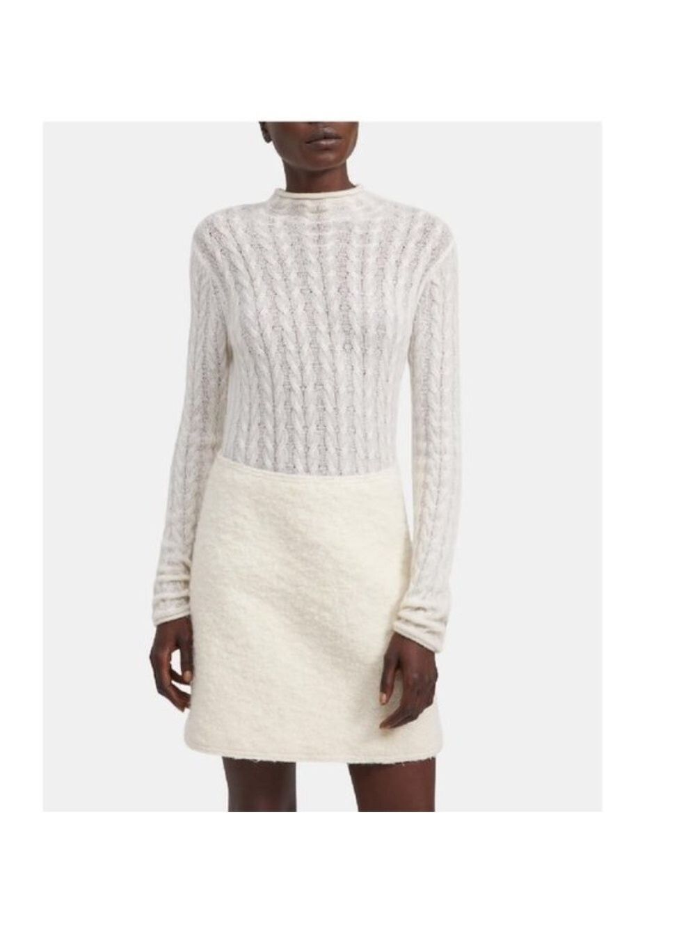Theory Mock Neck Cable Knit Cashmere Sweater
